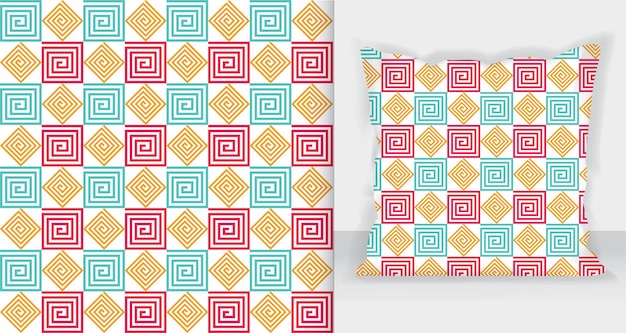 Abstract geometric square lines pattern with pillow mockup