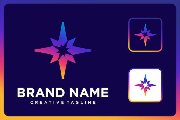 Abstract Geometric Star Gradient Colorful Logo