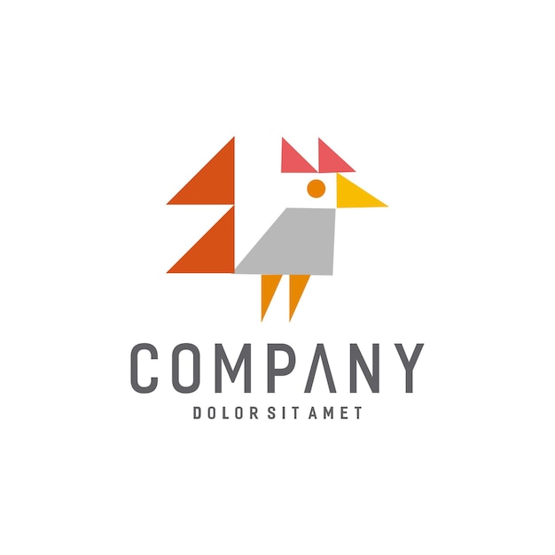 Abstract geometrical chicken logo Illustration