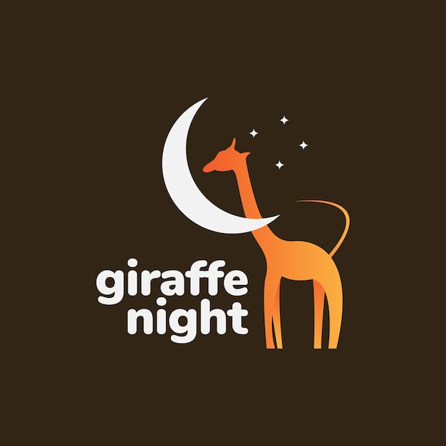 Abstract giraffe with crescent logo design vector graphic symbol icon illustration creative idea