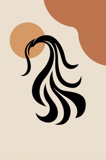 Vector abstract girl hair boho art background