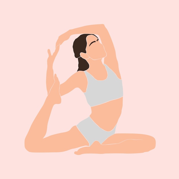 Abstract girl practicing yoga Woman practicing balance asanas Health lifestyle Calmness and relax