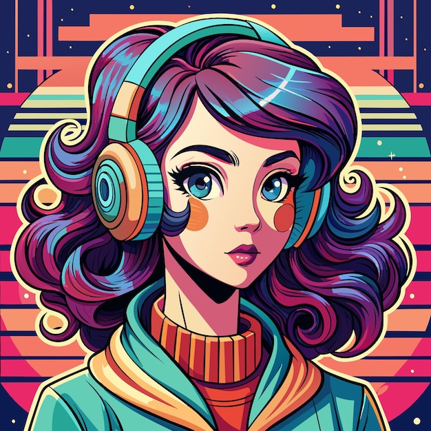 Abstract Girl with Headphones