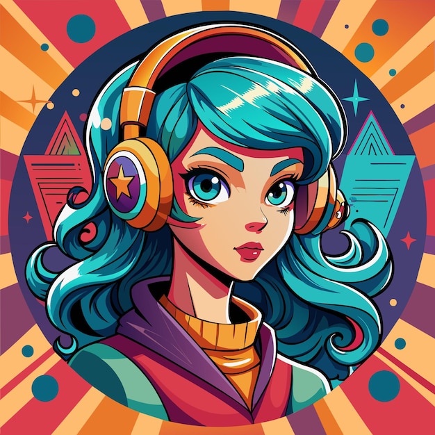 Abstract Girl with Headphones