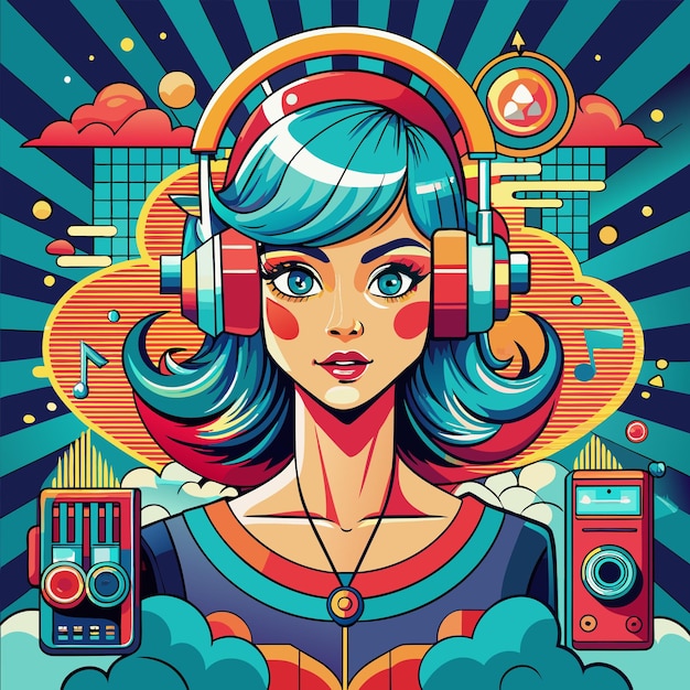 Abstract Girl with Headphones