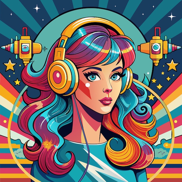 Abstract Girl with Headphones