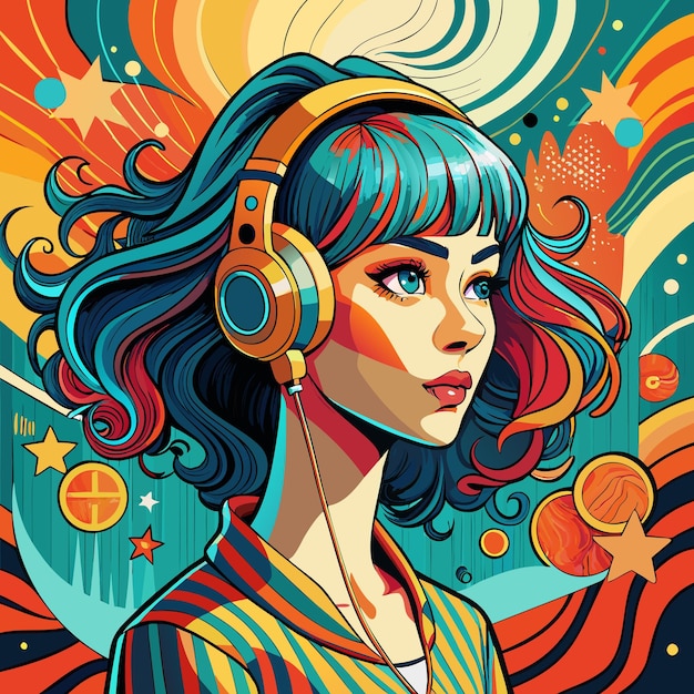 Abstract Girl with Headphones