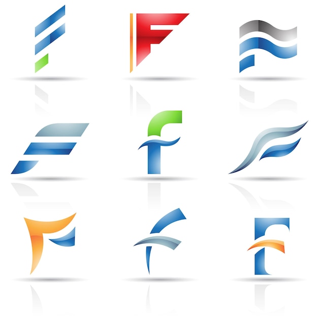 Abstract Glossy Icons Based on the Letter F