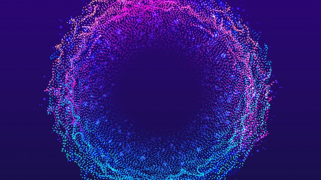 Abstract Glowing circle particles background.