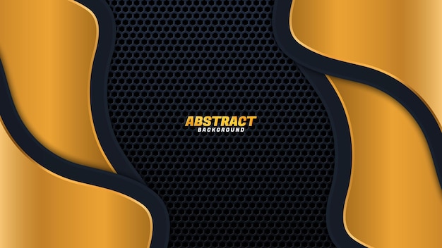 Abstract glowing gold wave on black background luxury style. Vector illustration