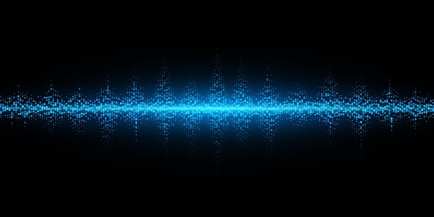 Abstract glowing waves from dots on black background Equalizer sound vibrations Vector illustration