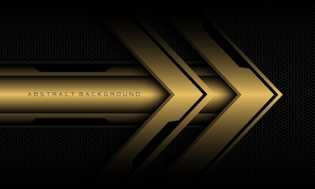 Abstract gold arrow black cyber line black hexagon mesh luxury futuristic technology background