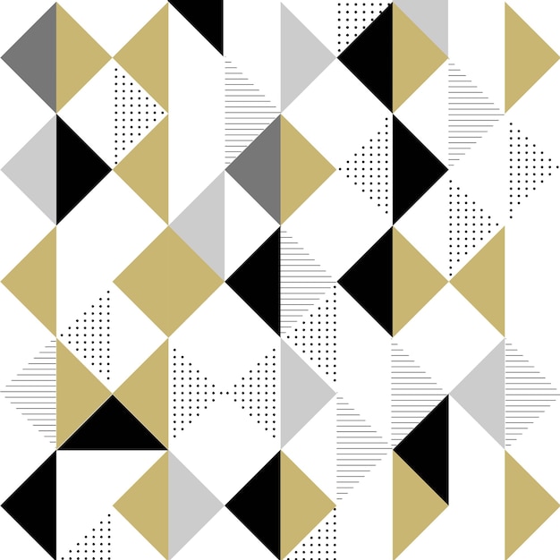 Abstract gold and black seamless pattern with triangles vector background