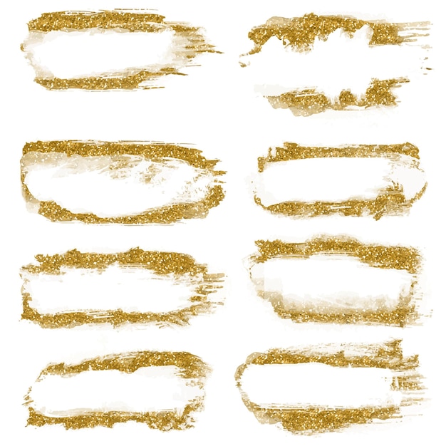 Abstract gold brush stroke grunge effect for logotype Logo template set for makeup artist