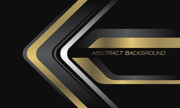 Abstract gold grey silver arrow direction on black modern luxury futuristic technology background