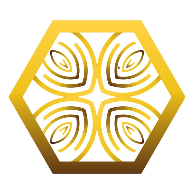 abstract gold hexagonal ornament design element