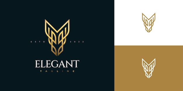 Abstract Gold Letter Y Monogram Logo Design for Corporate Business Identity