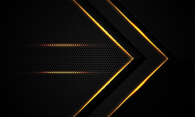 Abstract gold light arrow black hexagon mesh modern luxury futuristic technology background vector