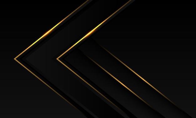 Abstract gold light line arrow direction on black metal design luxury future technology background