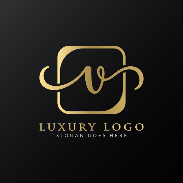 Abstract gold premium luxury letter V logo design