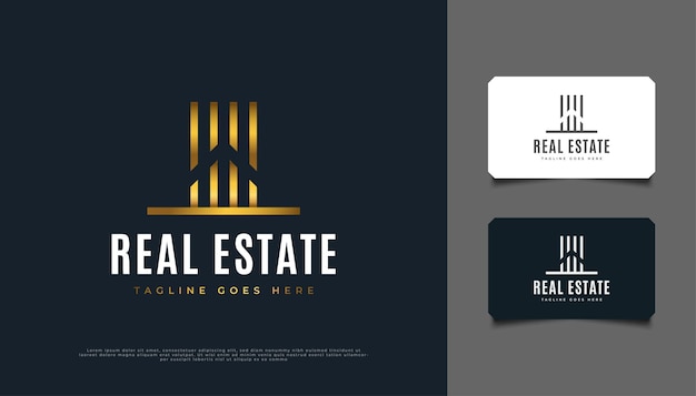 Abstract Gold Real Estate Logo Design. Construction, Architecture or Building Logo Design Template