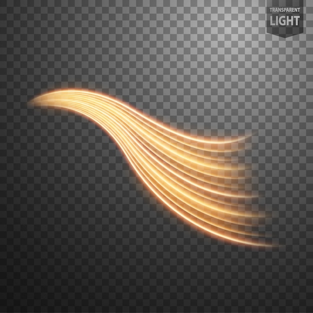 Abstract gold swirl line of light with