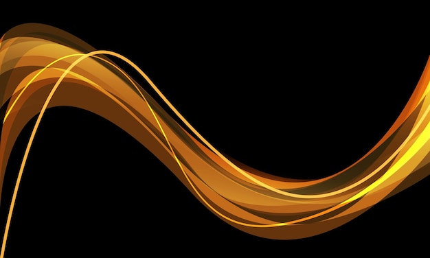 Abstract gold wave curve on black design modern luxury futuristic background vector illustration