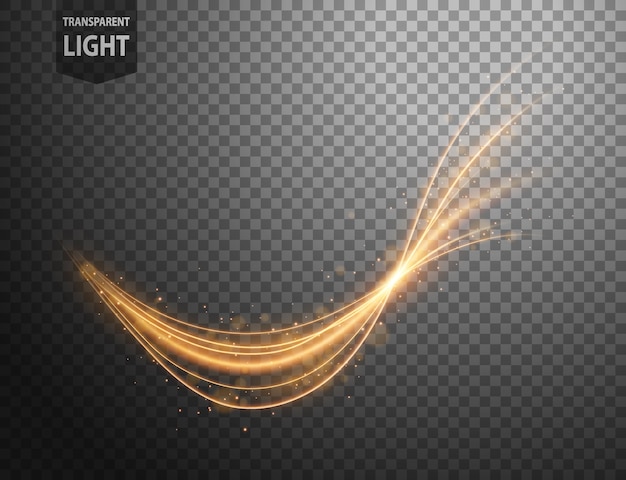 Abstract gold wavy line of light