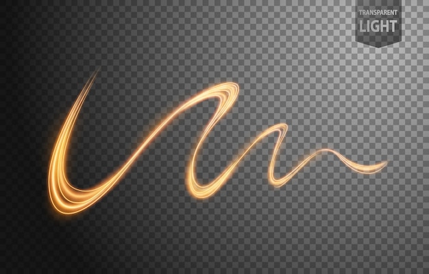 Abstract gold wavy line of light