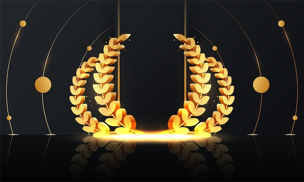 Abstract golden award background with light rays