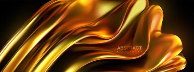 Abstract golden background with smooth wavy shape