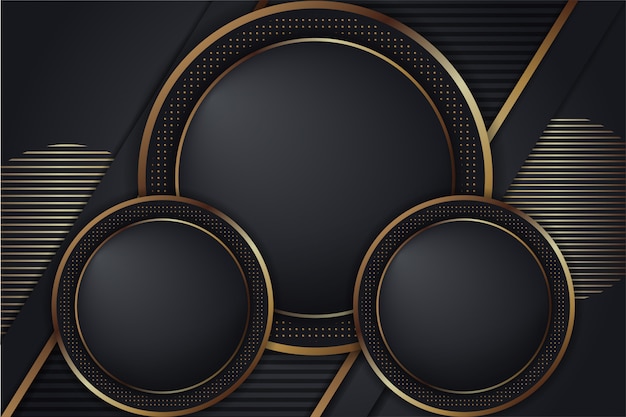 Abstract Golden circle border. modern black background.