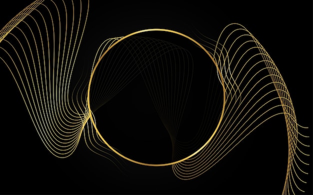 Abstract golden light lines on black background