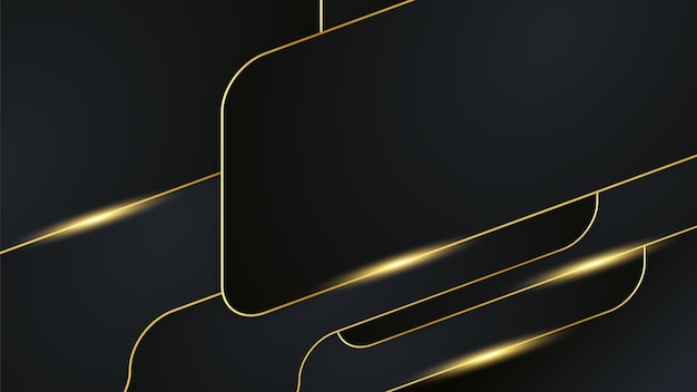 Abstract golden lines frame template on dark background