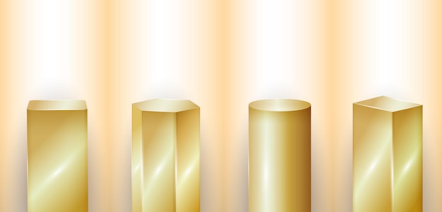 Abstract golden pedestals Award ceremony concept Stage background Vector illustration