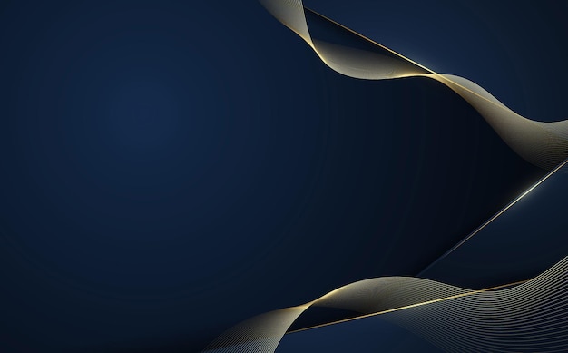 Abstract gradient blue template decorative artwork Overlapping with golden stripe line background