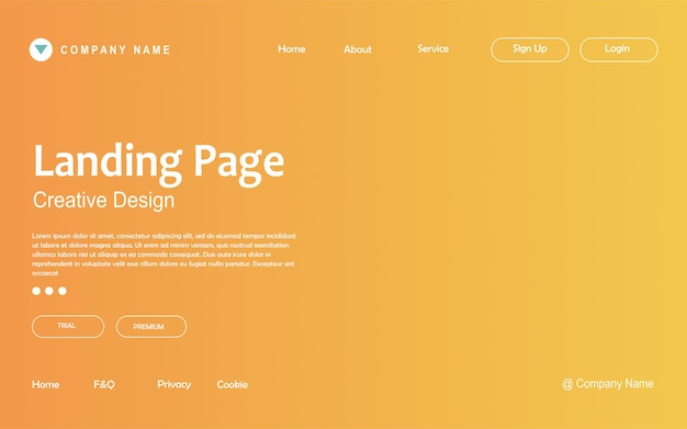 Abstract gradient creative landing page template for website and mobile website.