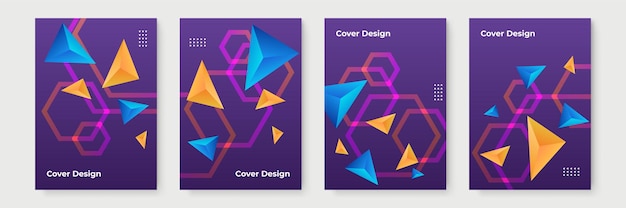 Abstract gradient geometric cover designs, trendy brochure templates, colorful futuristic posters. Vector illustration