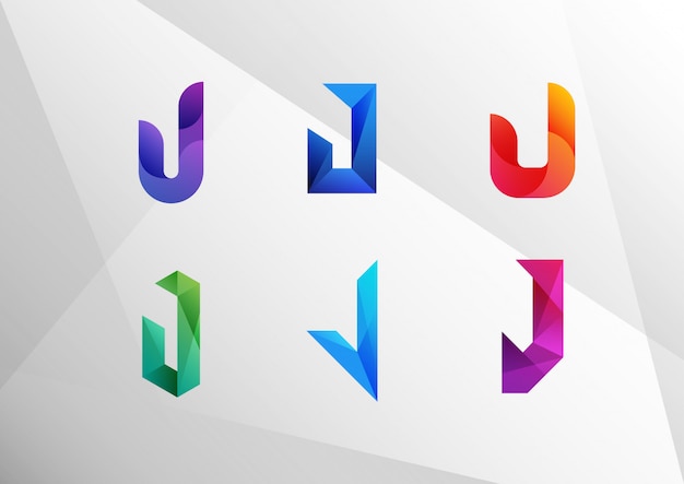 Abstract gradient letter J set