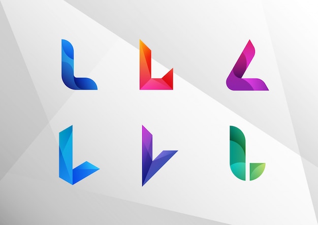 Abstract gradient letter L set