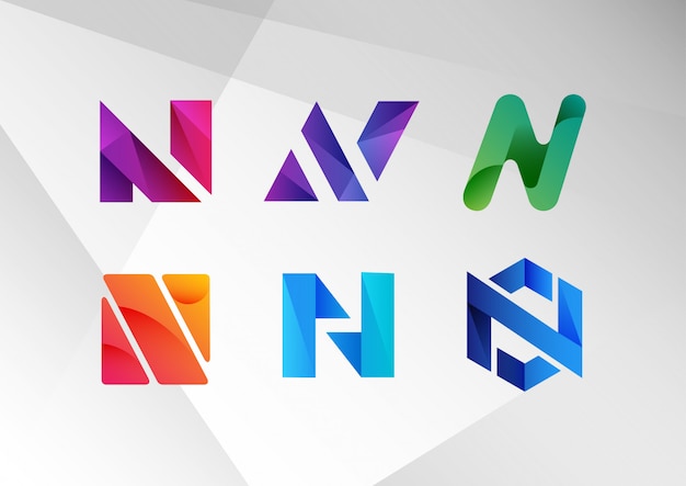 Abstract gradient N logo collection