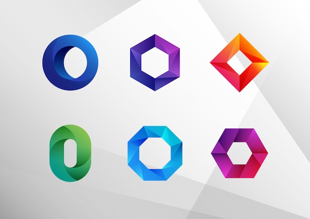 Abstract gradient O logo collection