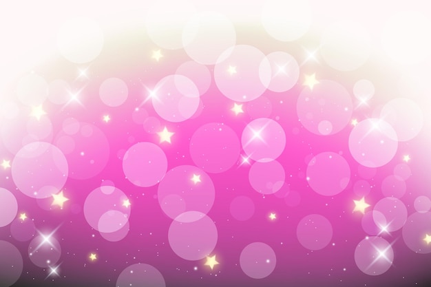 Abstract gradient pink background with bokeh and stars Glitter glow effect Purple vector wallpaper