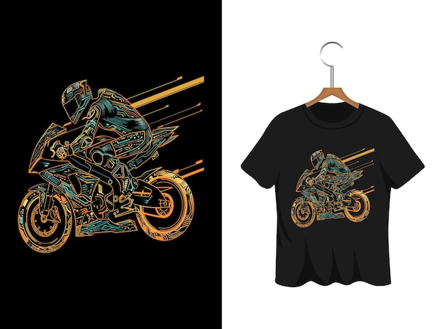 Vector abstract graffiti motorcycle illustration t shirt design artwork template