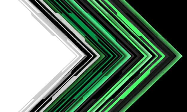 Abstract green black grey arrow cyber circuit direction white future technology background vector