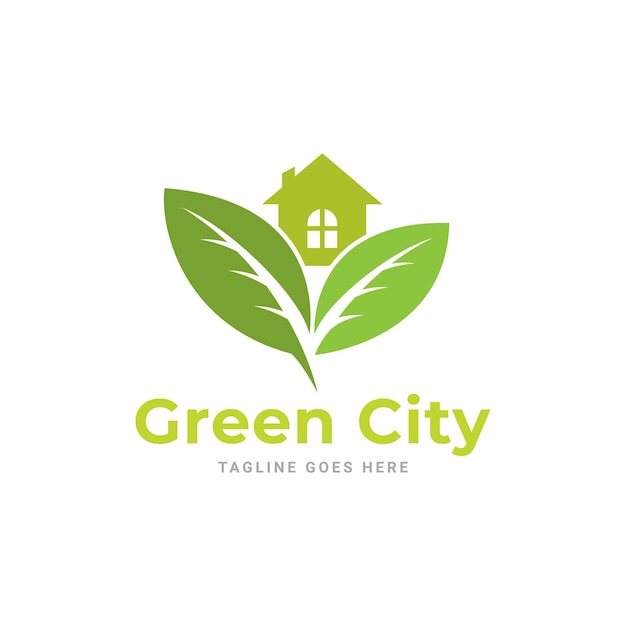 Abstract green city building logo design concept Symbol icon of residential apartment and city lan