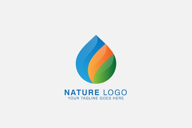 Abstract green leaf and water drop usable for nature logo design vector illustration