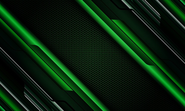 Abstract green metallic cyber black circuit dark hexagon mesh design future technology background