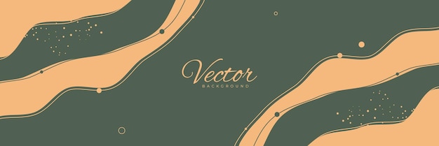 Abstract green Minimal  long vector banner, Organic shape hand draw background design