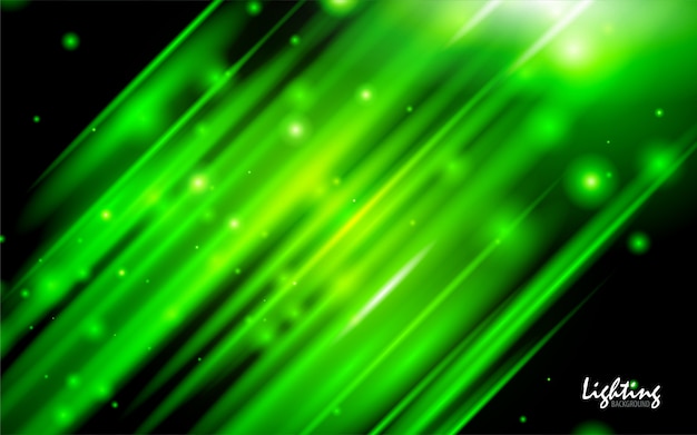 Abstract green neon light on dark background